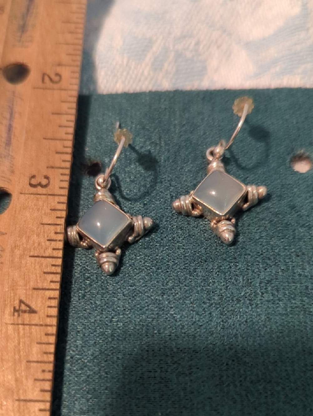 Sterling Silver Earrings With Blue Stones